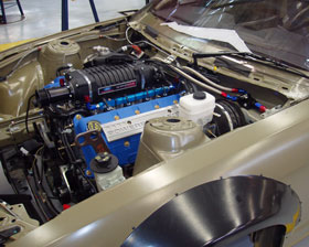 Mustang modular engine set back